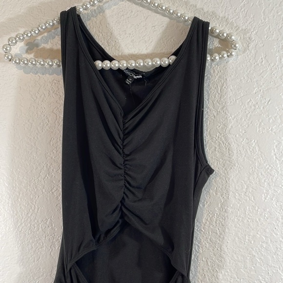 FASHION NOVA Forever Ruched Mini Dress Sexy Black Size Medium NEW - Picture 3 of 13